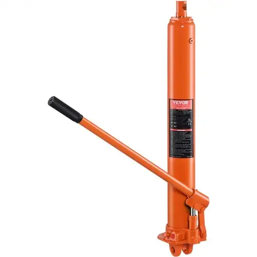 VEVOR hydraulische krik met lange ram, 8t motorhefcilinder met enkele zuigerpomp en vlakke voet, hydraulische autokrik voor motorheftafels, garage-/werkplaatskranen, boerderij, enz.