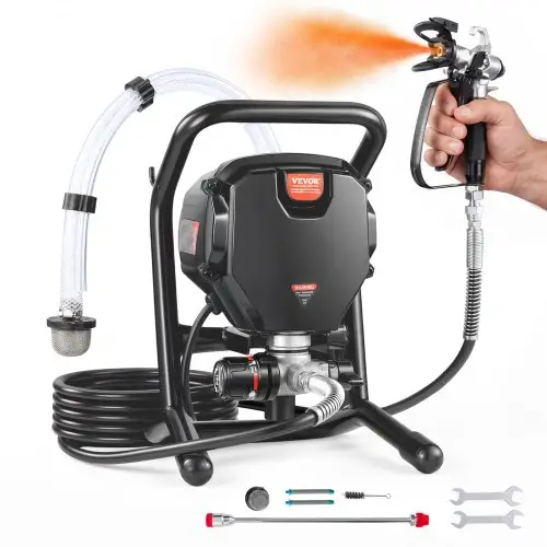 VEVOR Draagbare airless verfspuit, 750W, 3000 psi, zeer efficiënte elektrische spuit, verfspuiten Spuitverfmachine Hogedruk airless verfspuitsysteem met 7.6 m slanglengte