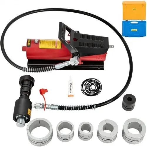 VEVOR hydraulische uitlaatpijp-expander, maat 1-5/8" tot 4-1/4", 10T pedaalpomp inbegrepen, met 4 matrijzen, 2 opbergkoffers voor koper-aluminium pijpen in autoreparatie