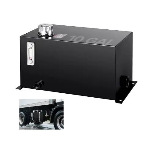 VEVOR hydraulische vloeistoftank, brandstoftank van 10 gallon, zware hydraulische stalen tankcontainer, hydraulisch reservoir met zeef, temperatuurmeter, filter, ontluchtingsdop voor tractoren en vrachtwagens