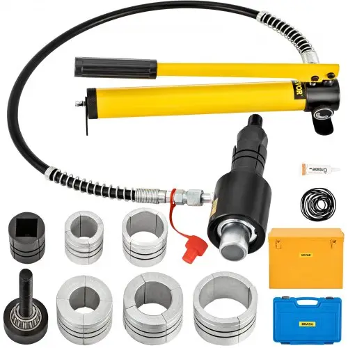 VEVOR hydraulische uitlaatpijp-expander, maat 1-5/8"-4-1/4", 10T, handmatige hydraulische pijp-stretcher met 4 matrijzen en 2 opbergkoffers voor koperen en aluminium pijpen in autoreparatie