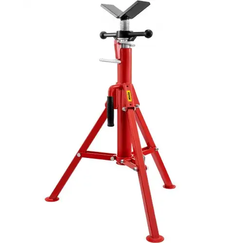 VEVOR V-kop pijpsteun, capaciteit 1/8"-12", verstelbare hoogte 28"-52", pijphefstandaard met een draagvermogen van 2500 lb, draagbare opvouwbare pijpsteun, behuizing van koolstofstaal, duurzaam