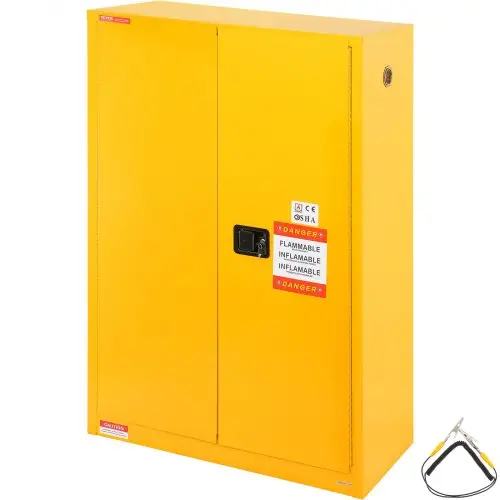 VEVOR 45 Gal brandbare vloeistofveiligheidskast, koudgewalst stalen opslagkast voor brandbare vloeistoffen, 42,9 x 18,1 x 65,2 inch, explosieveilig met 2 verstelbare planken