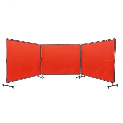 VEVOR Lasscherm met frame, 6' x 8' 3-delige lasschermen, vlamvertragend vinyl lasscherm op 12 zwenkwielen (6 vergrendelbaar), verplaatsbaar en professioneel voor werkplaats, Ro