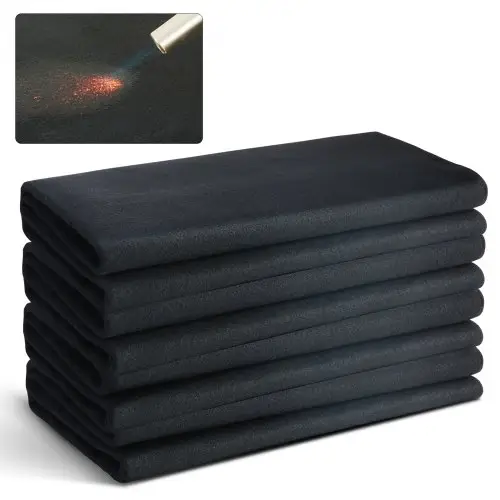 VEVOR 4-delige set lasdekens 950 x 910 x 3 mm, lasbeschermingsdeken, hittebestendig tot 982 °C, hittebeschermend weefsel, hittebeschermende mat, branddeken van koolstofvezel, brandwerende onderlegger, brandwerende mat, brandwerende mat