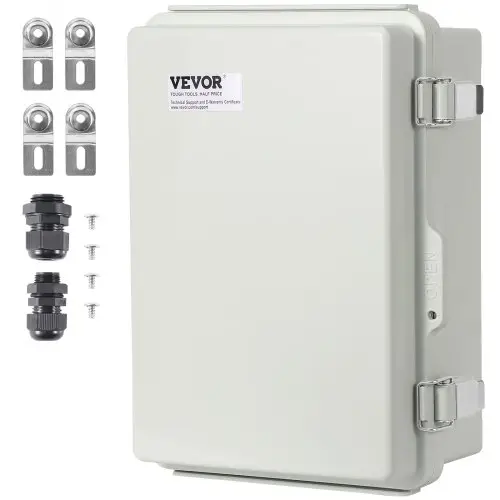 VEVOR elektrische aansluitdoos 430 x 330 x 180 mm, elektrische behuizing van ABS-kunststof met scharnierend deksel, roestvrijstalen slot, IP67 stofdicht en waterdicht voor elektrische projecten