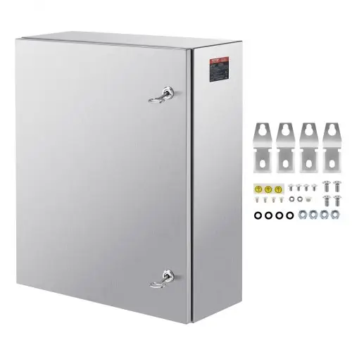 VEVOR stalen schakelkast 60 x 50 x 20 cm elektrische behuizing 304 roestvrij stalen wandgemonteerde behuizing voor elektrische en elektronische apparatuur buitenshuis IP66 waterdicht