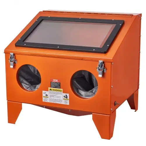 VEVOR zandstraalcabine 151L, zandstraalmachine van 40–120 PSI met onderstel, robuuste stalen zandstraalmachine met straalpistool en 4 keramische sproeiers voor het verwijderen van verf, vlekken en roest.