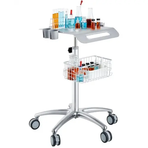 VEVOR Medische trolley, Salontrolley met wielen, Mobiele roltrolley 68-109 cm in hoogte verstelbaar, Metalen salonstations voor kappers, Rolbare bureautrolley voor kliniek, schoonheidssalon en salon