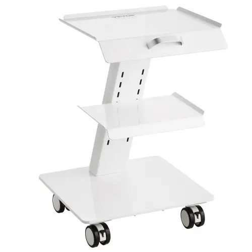 VEVOR Laboratoriumwagen, 3-laags laboratoriumwagen met wielen, mobiele metalen wagen met zwenkwielen, serveerwagen, kliniekwagen met dienblad en 100 kg laadvermogen, voor laboratorium, kliniek, schoonheidssalon