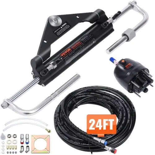 VEVOR 150 pk hydraulische buitenboordmotorstuurset, hydraulisch stuursysteem voor boten met stuurpomp, tweewegcilinder en 7 m hydraulische stuurslang, voor boten met één station en één motor