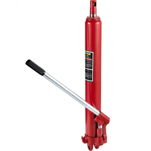 VEVOR hydraulische krik met lange cilinder, 8 ton/17363 lbs capaciteit, met enkelzuigerpomp en scharniervoet, handmatige krik voor hoogwerkers met handgreep, voor garage-/werkplaatskranen, motorlift, rood