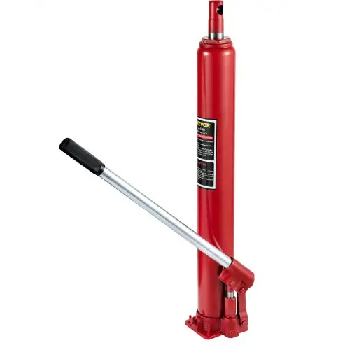 VEVOR hydraulische langpaalkrik, capaciteit 4 t, met enkelzuigerpomp en vlakke voet, handmatige hoogwerkerkrik met handgreep, voor garage-/werkplaatskranen, motorhefinrichting, rood