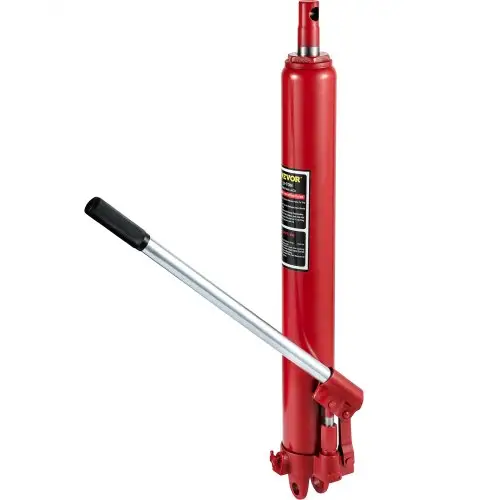 VEVOR hydraulische krik met lange paal, capaciteit 3 ton, met enkelvoudige zuigerpomp en gaffelvoet, handmatige krik voor hoogwerkers met handgreep, voor garage-/werkplaatskranen, motorlift, rood