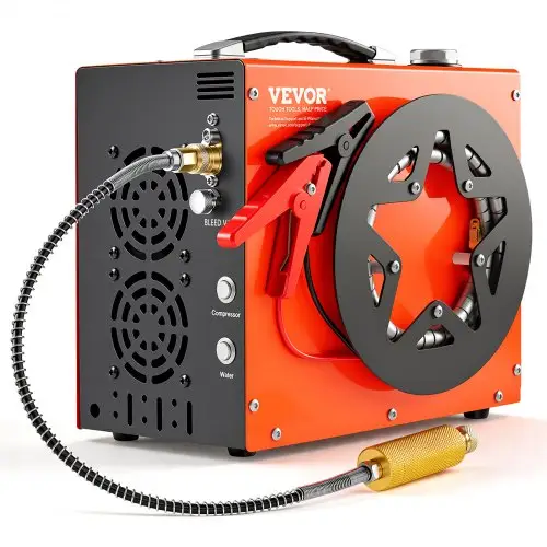 VEVOR PCP-luchtcompressor, 4500 PSI/30 MPa draagbare PCP-luchtbukscompressor - ingebouwd water- en ventilatorkoelsysteem, auto-stop DC12V/AC230V paintball-tankcompressor voor luchtbuks, duikfles