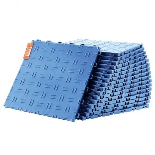 VEVOR Garagevloerfittingen, 305 x 305 x 13,4 mm, 50-delige industriële vloer, antislip dubbelzijdige gestructureerde garagevloer, voor garages, kelders, reparatiewerkplaatsen, blauw