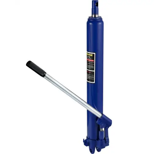 VEVOR hydraulische krik voor lange palen, capaciteit 8 ton, met enkelvoudige zuigerpomp en gaffelvoet, handmatige krik voor hoogwerkers met handgreep, voor garage-/werkplaatskranen, motortakel, blauw