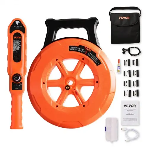 VEVOR Pijpverstoppingsdetector Pijpverstoppingsdetector Pijpreiniger ABS-behuizing Pijpinspectiebestelapparaat 30 m kabeldetectieafstand voor niet-metalen buizen 0-40 cm Metalen buizen 0-15 cm