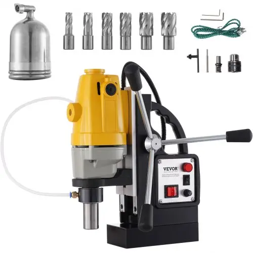 VEVOR 1100W magneetboormachine met een boordiameter van 1-1/2 inch (40 mm) MD40 magneetboormachine 12000N magnetische kracht magnetisch boorsysteem 670 tpm met 6-delige HSS ringfreesset
