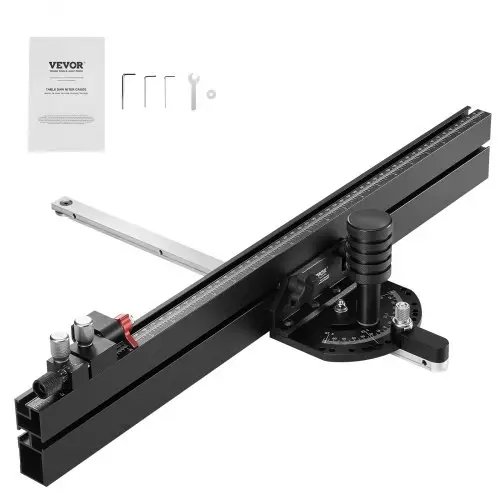 VEVOR Precisie verstekmeter, standaard gleuf 3/4'' x 3/8'', aluminium tafelzaag verstekmeter met 24 inch rooster 15 hoekaanslagen Verstelbare veerbelaste plunjer en verwijderbare schijf, voor houtbewerking