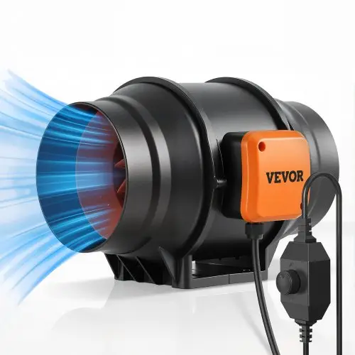 VEVOR Inline-kanaalventilator, 60W rookafzuigventilator, inline-kanaalventilator met variabele snelheidsregelaar, stille afzuigventilator met AC-motor voor koelversterkers, kweektenten, hydrocultuur