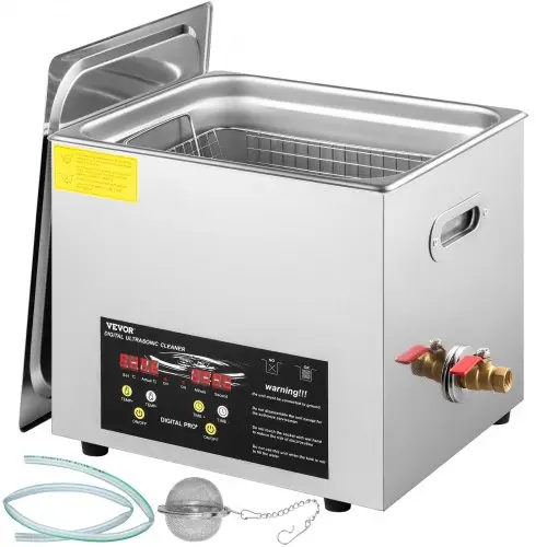VEVOR 10L verbeterde ultrasoonreiniger (400W verwarming, 240W ultrasoon) Professionele digitale laboratorium-ultrasoonreiniger met verwarmingstimer voor het reinigen van onderdelen en instrumenten