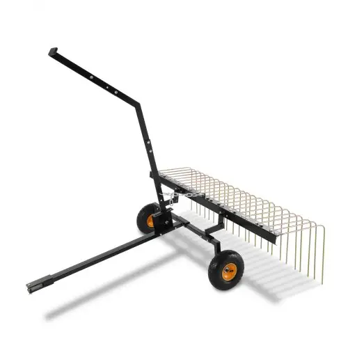 VEVOR gazonverticuteermachine, 60-inch gazonverticuteermachine met 24 stalen tanden, gazonverticuteermachine voor ATV of grasmaaier, gazonhark met handgreep voor het optillen van bladeren, dennennaalden en gras