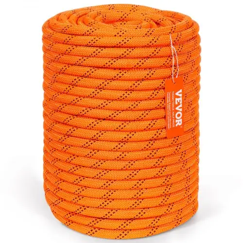 VEVOR Dubbel Gevlochten Polyester Touw, 1,27 cm x 67,7 m, 48 Strengen, 3600 kg Breeksterkte, Klimtouw voor Buiten, Boomverzorgingstouw voor Rotsklimmen, Kamperen, Schommels, Abseilen, Redding