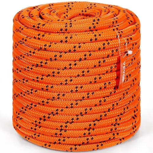 VEVOR Dubbel Gevlochten Polyester Touw, 1.9 cm (3/4 inch) x 67.1 m (220 ft), 24 strengen, 9072 kg (20.000 lb) breeksterkte, Klimtouw voor buiten, Touw voor boomverzorging voor rotsklimmen, kamperen, schommels, abseilen, reddingsacties