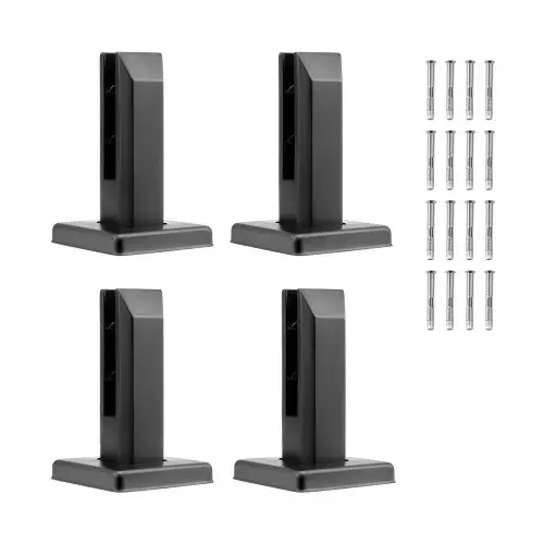 VEVOR Glasklem, 4-pack vierkante glazen balustradebeugel voor 0,31"-0,47" gehard glas, 304 roestvrijstalen glasmontageklem, 0,12" dikke glazen plankbeugel voor balkon, tuin, terras, trap