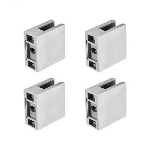 VEVOR Glasklem, 4-pack vierkante glazen balustradebeugel voor 0,31"-0,47" gehard glas, 304 roestvrijstalen glasmontageklem, glazen plankbeugel voor balkon, tuin, zwembad, trap, zilver