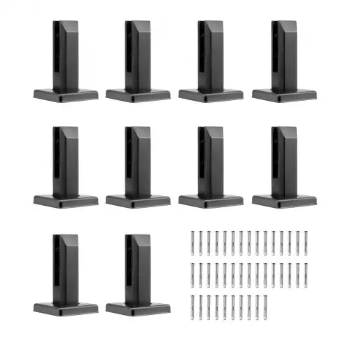 VEVOR Glasklem, 10 stuks vierkante glazen balustradebeugel voor 0,31"-0,47" gehard glas, 304 roestvrijstalen glasmontageklem, 0,12" dikke glazen plankbeugel voor balkon, tuin, terras, trap