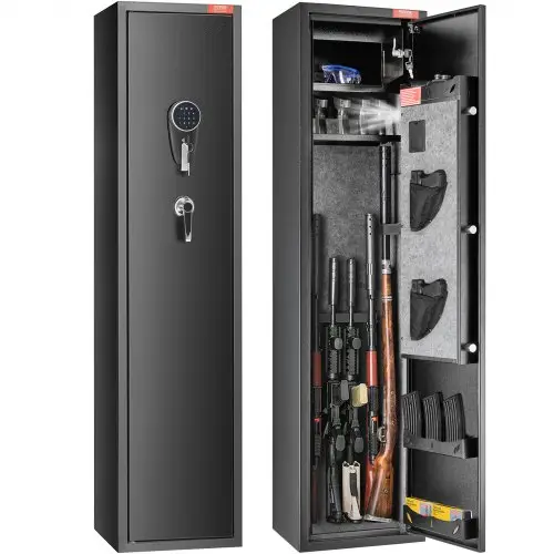 VEVOR 6-Gun Safe, Geweerkluis met vingerafdruk en digitaal toetsenbordslot, Wapenkast met ingebouwd opbergvak, Verwijderbare opbergplank