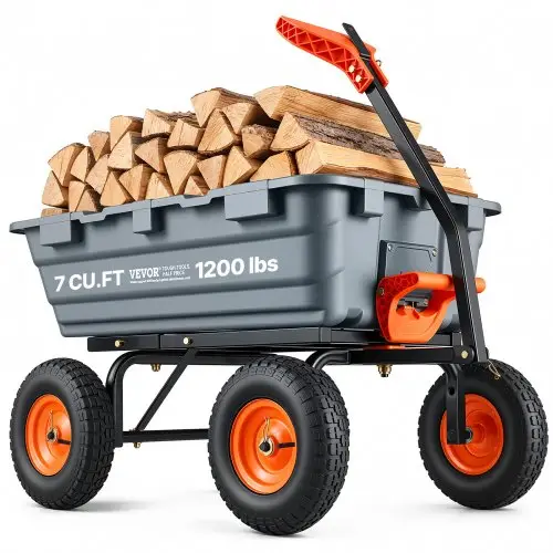 VEVOR Tuinwagen, Tuinkar met eenvoudig te monteren stalen frame, Tuinwagen met omvormbare 2-in-1 handgreep, Multifunctionele kruiwagen met een capaciteit van 680 kg, 33 cm banden