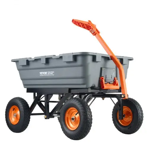 VEVOR Transportkar, Tuinkar met eenvoudig te monteren stalen frame, Tuinkar met omvormbare 2-in-1 handgreep, Multifunctionele kruiwagen met een laadvermogen van 680 kg, Banden van ca. 33 cm