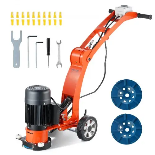 VEVOR elektrische betonvloerschuurmachine, 7 inch handschuurmachine, 2,0 pk betonvloerpolijstmachine, 1500 W slijpmachine, 1400 tpm, verbeterde borstelloze motor, vlakslijpmachine