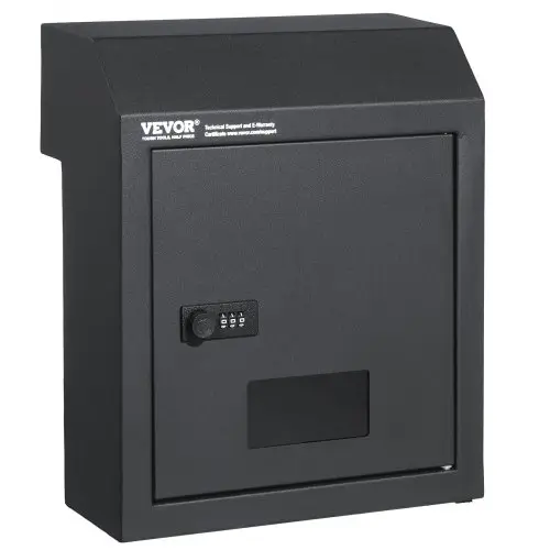 VEVOR Inbouwbrievenbus, 305 x 155 x 360 mm, brievenbus voor deurtoegang, 43 mm, robuust staal, cijferslot voor brieven, sleutels, thuis, kantoor, donkergrijs