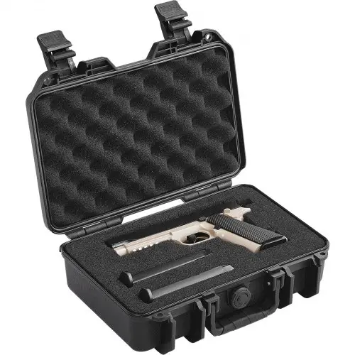 VEVOR Harde pistoolkoffer met voorgesneden PU-schuim, waterdichte en stofdichte harde koffer voor 1 pistool, 12,59 × 9,01 × 4,4 inch, afsluitbare pistoolkoffer, zwart