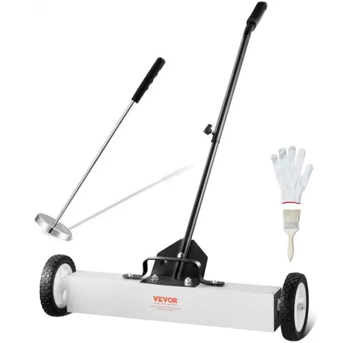 VEVOR 24-inch magnetische veger met wielen, capaciteit van 50 lbs, met uitschuifbare magnetische opraaptool, verstelbare handgreep, magnetische opraapveger voor het oprapen van spijkers en schroeven, voor werkplaats, garage, tuin