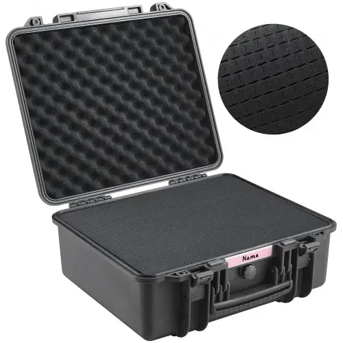 VEVOR Harde pistoolkoffer met voorgesneden PU-schuim, waterdichte en stofdichte harde koffer voor 6 pistolen, 19,3 × 17,1 × 8,3 inch, afsluitbare pistoolkoffer, zwart