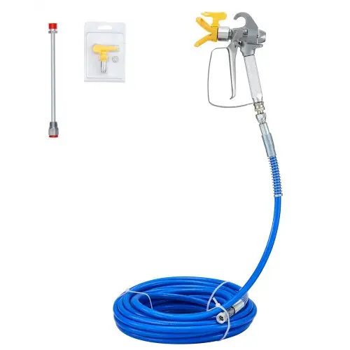 VEVOR Airless Verfspuitslangset, 50ft 3600 psi Hogedrukvezelbuis met 8 inch verlengstang, inclusief 517-punt en puntbescherming, 1/4" draaibare verbinding voor huizen, gebouwen, terrassen of hekken
