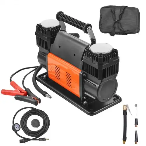 VEVOR 10,6 CFM Heavy-Duty luchtcompressor, snelle oppomptijd van 30 seconden | Draagbare bandenpomp met dubbele cilinder, 12V 150 PSI offroad luchtpomp met adapters voor vrachtwagens, auto's, SUV's, 4x4's en campers