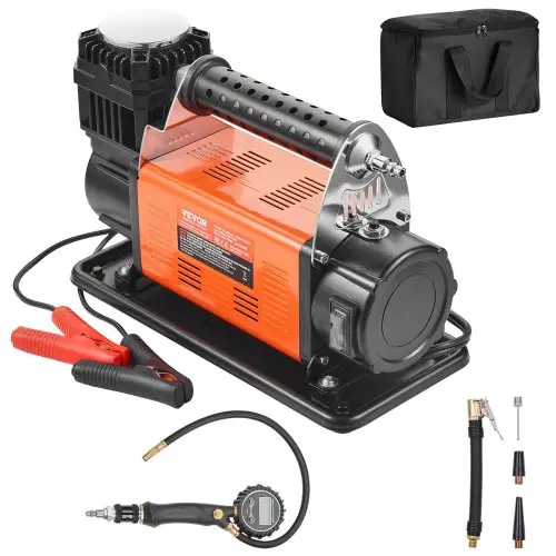 VEVOR 12V Heavy-Duty luchtcompressor - met digitale drukmeter, bandenvulset, draagbare bandenpomp met 7,06 CFM, 150 PSI off-road luchtpomp met adapters voor vrachtwagens, auto's, SUV's, 4WD's en campers