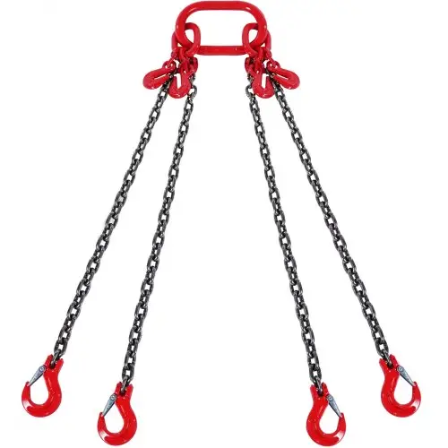 VEVOR kettingsling, 1/4 inch x 5 voet hijskettingen met haken, G80 motorkettingtakels, 6600 lbs/3 ton hijskettingen voor motortakels, motorhijsketting met 4-poots grijphaken en afstellers