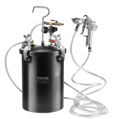 VEVOR druktank voor spuitverf, 15 liter druktank, instelbare druk van 60 psi, stalen druktank voor verf inclusief spuitpistool, slangen en manometer, voor huisdecoratie en industrieel schilderen.