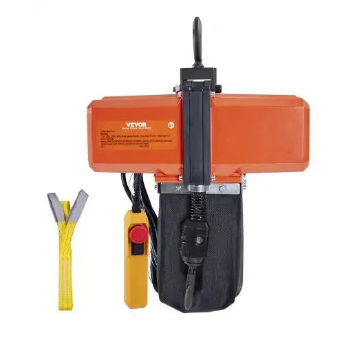 VEVOR elektrische kettingtakel, capaciteit 1100 lbs, hefhoogte 15 ft, snelheid 9,2 ft/min, 230V eenfase bovenloopkraan met G100-ketting, 10 ft kabelafstandsbediening voor garage, winkel, hotel, woning