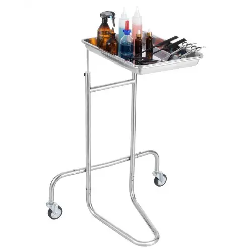 VEVOR RVS laboratoriumwagen, laboratoriumwagen met één plank, mobiele medische wagen met 2 stille wielen, rollende laboratoriumwagen voor laboratorium, kliniek, ziekenhuis, salon