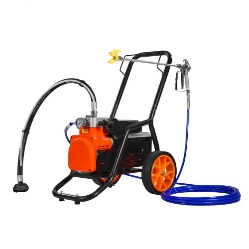 VEVOR Airless verfspuit met membraan, 1700W efficiënte airless verfspuit met kar, 3000 psi airless verfspuit, met verlengstok, 3,5 l/min hogedruk airless verfspuitsysteem