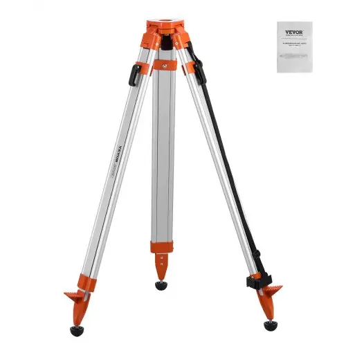 VEVOR laserwaterpas statief, 5/8"-11 schroefdraadbevestiging, hoogteverstelling van 16,53-65,55 inch, zwaar uitgevoerd meetstatief voor laserwaterpasscanners in de bouw, intrekbare poten, antislipvoetjes, professioneel