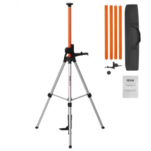 VEVOR laserwaterpas statief, 1/4"-20 & 5/8"-11 schroefdraadbevestiging, 40,94-133,85 inch hoogteverstelling met waterpas en stevige standaard, uitschuifbaar lichtgewicht aluminium statief voor laserscanners